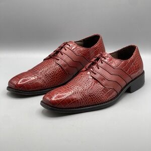 Stacy Adams Men's 7 Shoes Red Leather Croc Lizard Print Gambino 24873